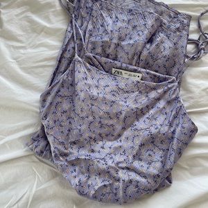 Zara floral silk slip dress